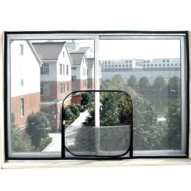 Yuing Red de seguridad para gatos de tamaños personalizados para ventana, doble cremallera autoadhesiva