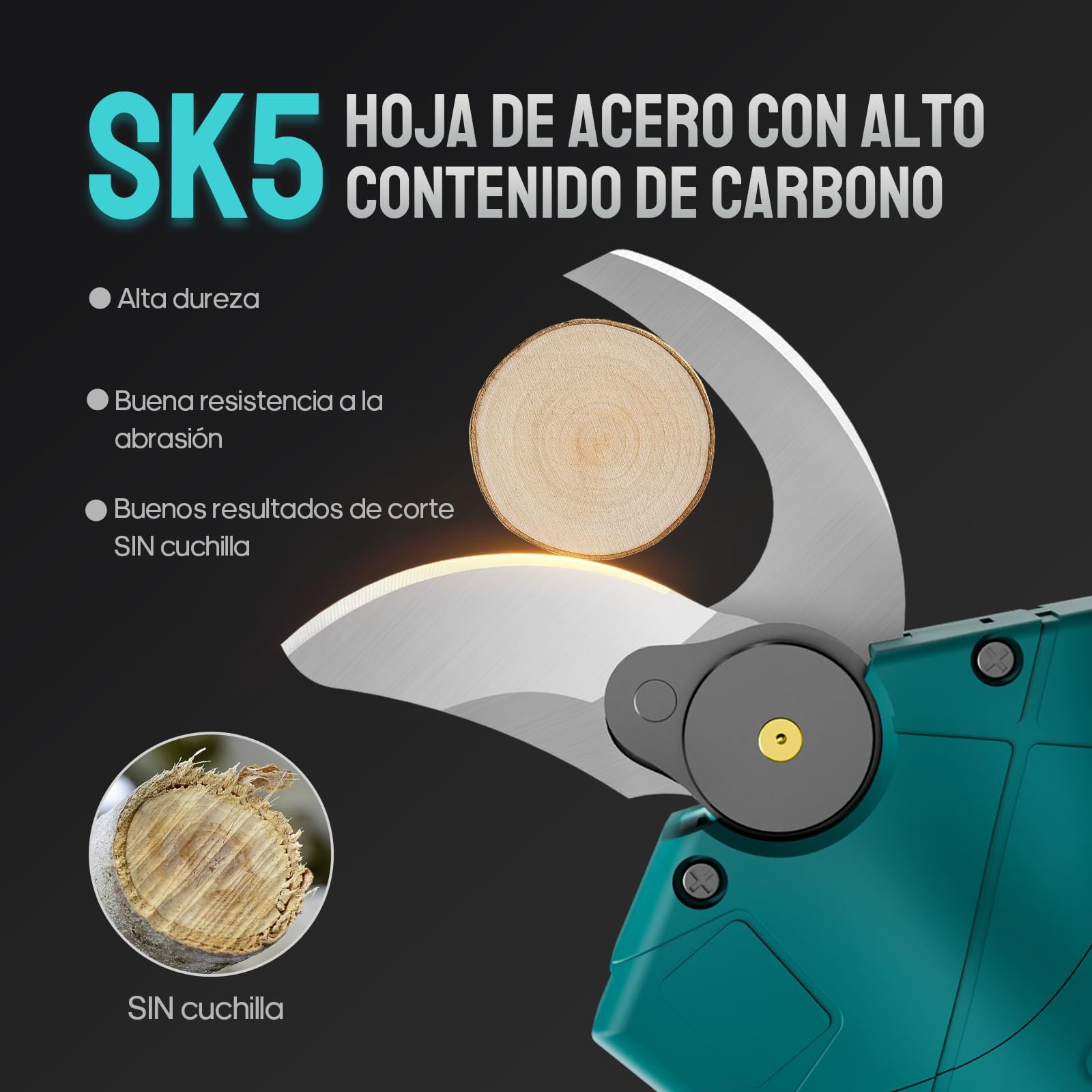 Geevorks Tijeras de Podar Eléctricas,Tijeras de Podar Bateria Profesional,Inalámbricas, Tijeras de Jardín Eléctricas,2 * 2000mAh Batería,Diámetro Máximo de Corte de 30 mm,para Jardines, Ramas,Huertos