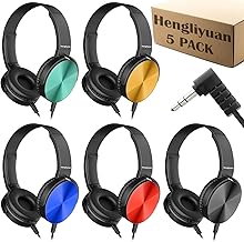Kids Headphones for School Classroom Bulk 5 Pack,Swivel Foldable,3.5mm Jack,Wired Over Ear Headphones for Kids Children Boys Girls Teen Toddler Teachers(HLY003 5 Colors)