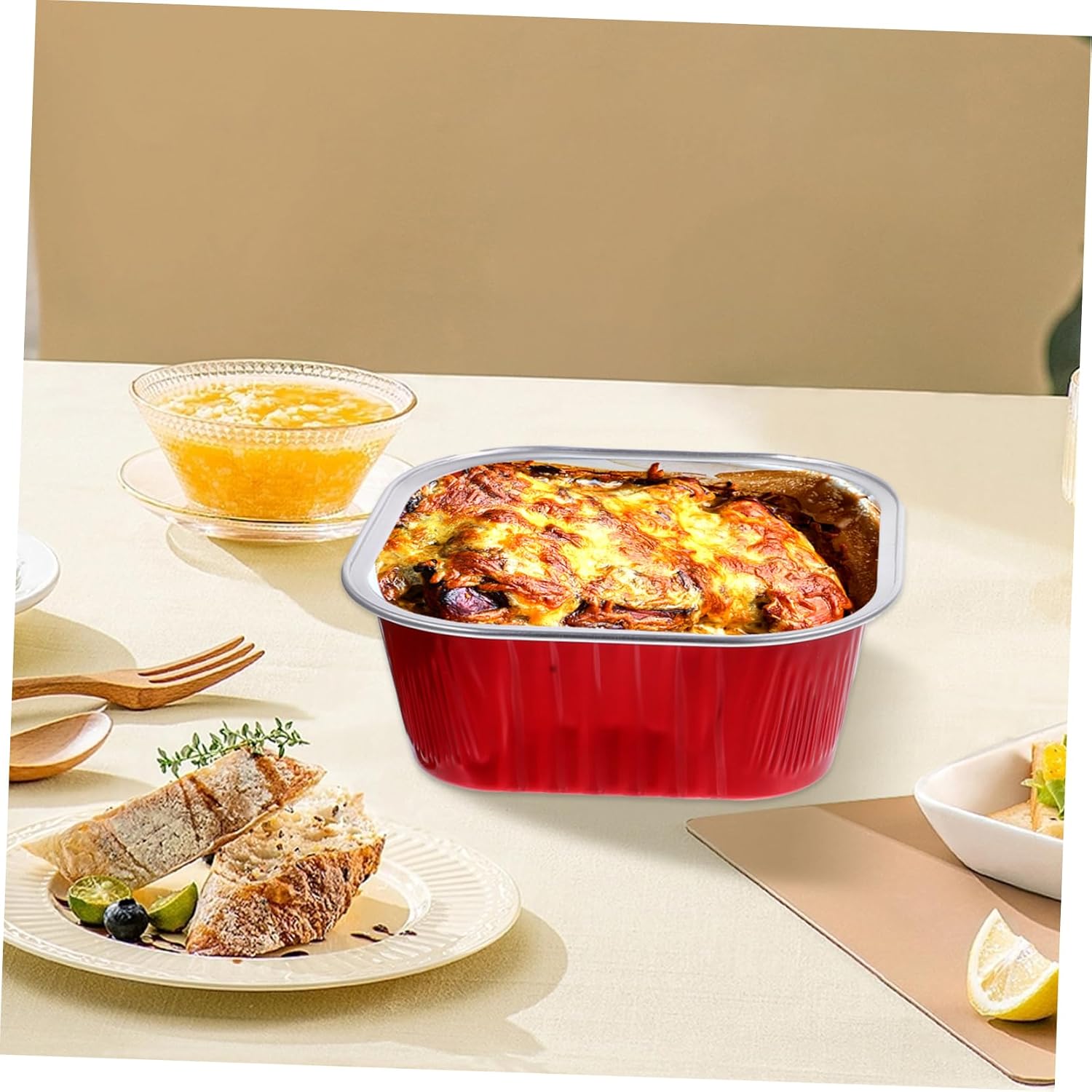40sets Aluminum Foil Cake Boxes Thickened Food Baking Moulds for Tiramisu and Desserts High Cover Practical Baking Supplies for Bbq Weddings and Picnics