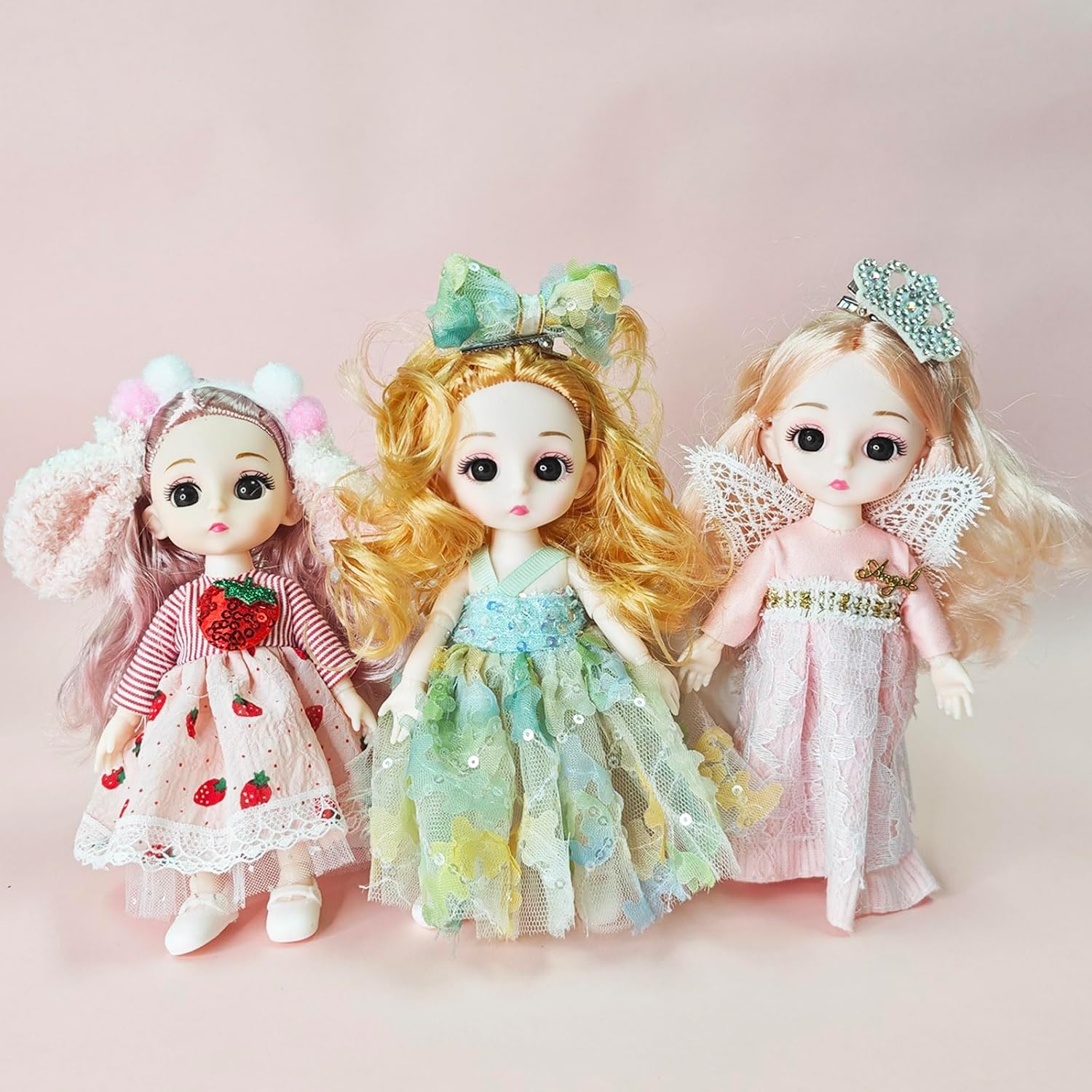 6 Pcs 6 Inch Princess Girl Mini Dolls, Small Princess Little Girl Miniature Dolls for 3+ Year Old Girls