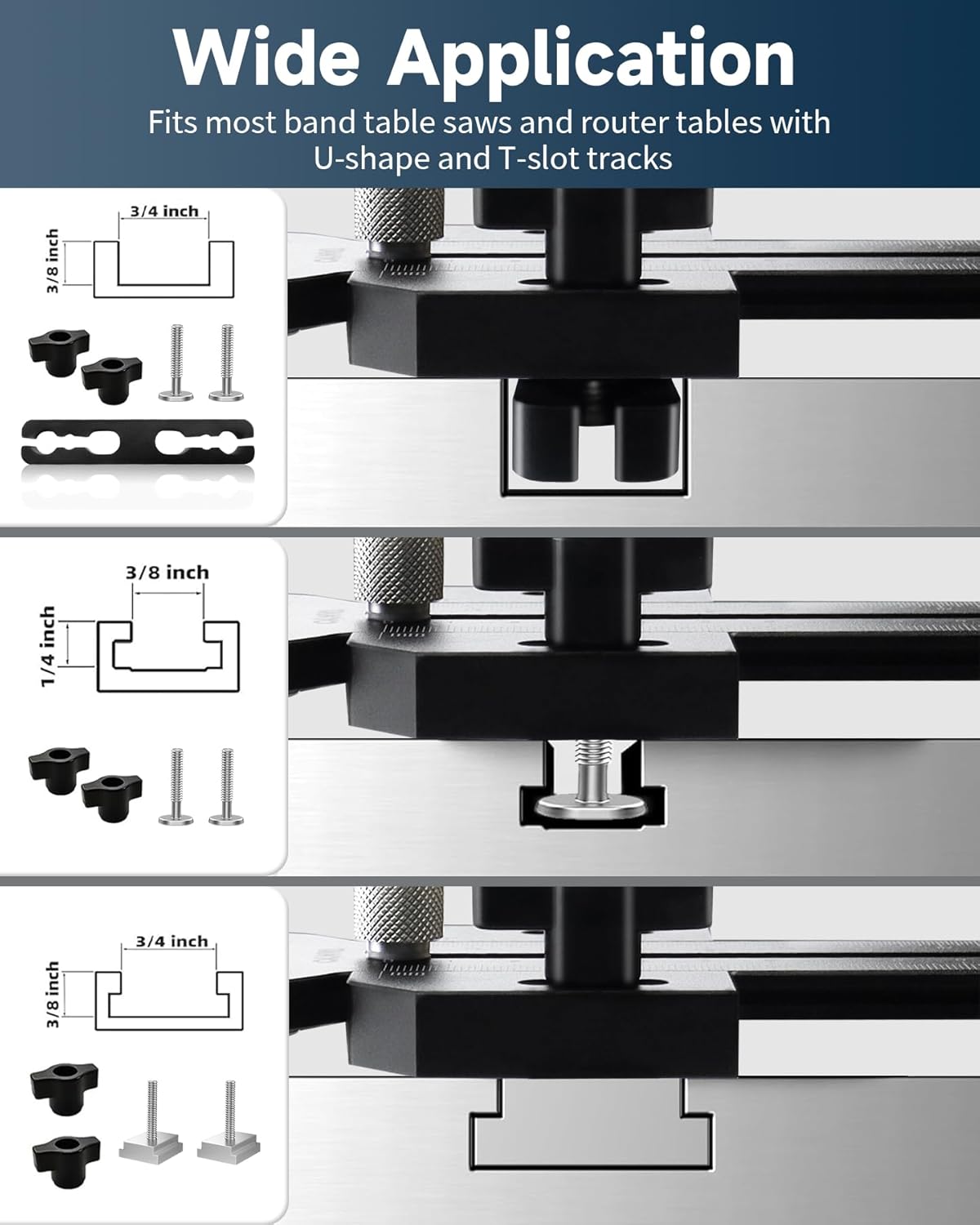 TANYO Thin Rip Jig Table Saw Jig Guide for Making Repetitive Narrow Strip, 3 Pulleys Thin Strip Cut for 3/8“ x 3/4” U Slot and 1/4“ x 3/8” T Slot, Woodworking Tool for Table Saw Band Saw Router Table