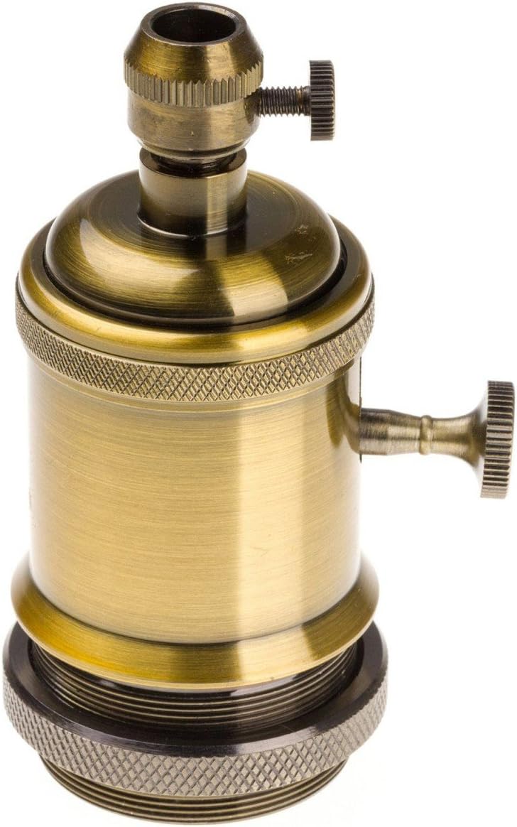 Amarcords.E 27 Lamp Holder in Old Copper (Golden) with Rotary Switch. 38x90mm.