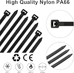 Câblodistributeurs 2000 Faites votre valise, 8 de pouce Zip Ties Noir, 200 x 3.6 mm Nylon longue boucles de liaison résistant aux UV auto-portant des attaches Zip avec résistance à la traction 40 lbs pour jardinage, bureau, atelier et plein air