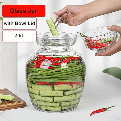 Miniatura 3 de Aosnttol Tarro de cristal con tapa, kit de fermentación con tapa de sellado de agua, tarro de fermentación para pepinillos, kimchi, chucrut, tarro