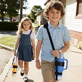 EasyAcc Water Bottle Holder with Strap for 30/40oz Stanley Tumbler Hydrojug Brumate Era, with Silicone Boot & Straw Covers, Compatible with All 30/40 OZ Water Bottles Tumblers with Handle