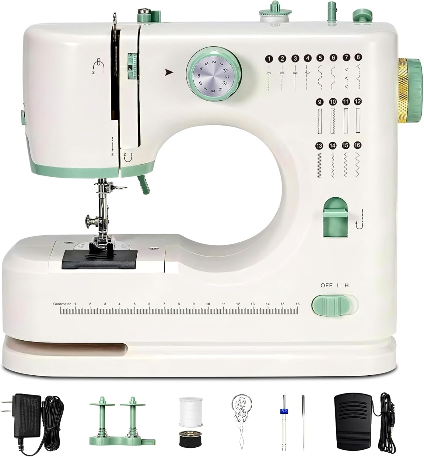 Mini Dual-Speed SewingMachine Double Needle & Double Thread16 Stitch Modes Beginner-FriendlyHousehold Sewing Machine product image