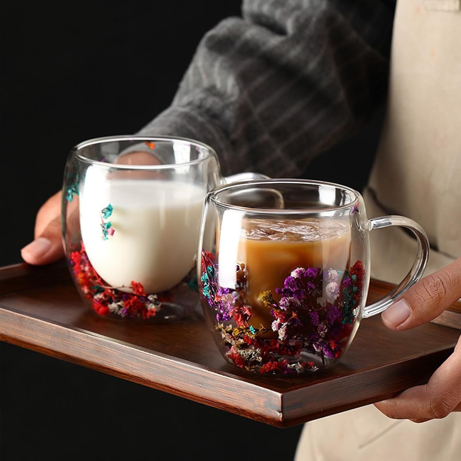 Double Wall Glass Coffee Mugs - Set of 2 -4