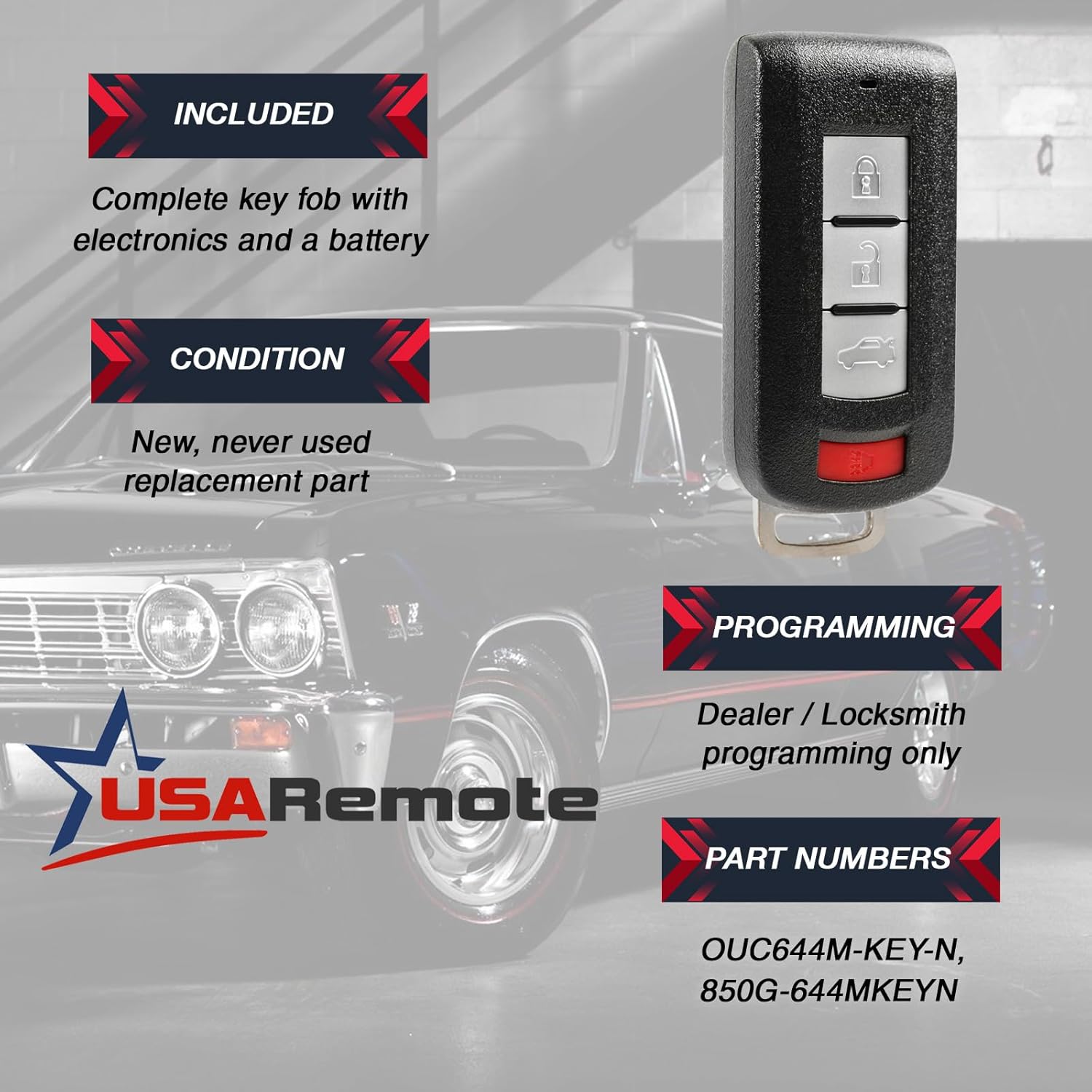 fits 2008-2016 Mitsubishi Outlander & Lancer Smart Key Fob Keyless Entry Remote (OUC644M-KEY-N)