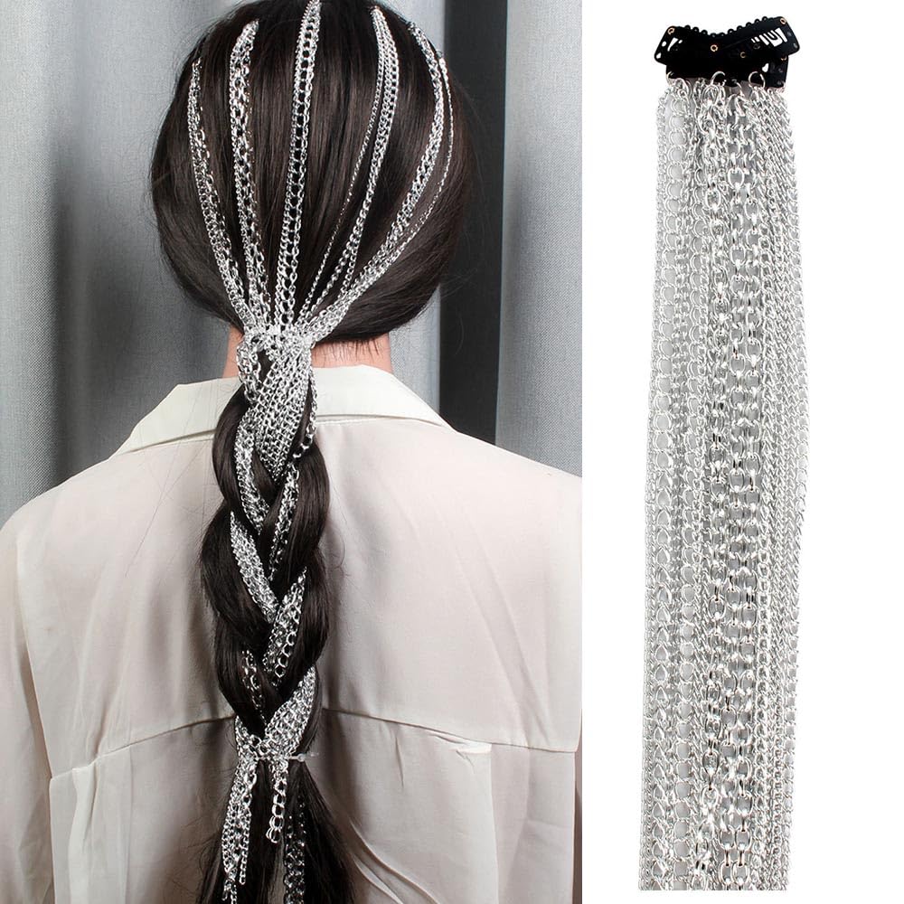 Amazon.com : Chamvino 3PCS Punk Metal Silver Tassel Ponytail  display picture 1