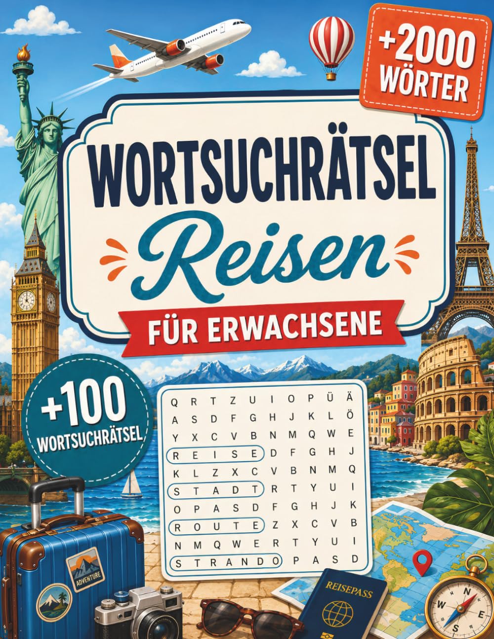 Wortsuchrätsel Reisen für Erwachsene: Urlaub, Städte, Länder und Sehenswürdigkeiten zum Entdecken und Entspannen - mit Lösungen (Wortsuchrätsel Sammlung auf Deutsch)