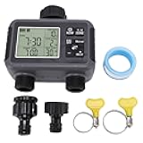Water Timer, 2 Zone LCD Display Programmable Irrigation Timer Digital Control with Rain Delay for Garden Hose, Outdoor Courtyard