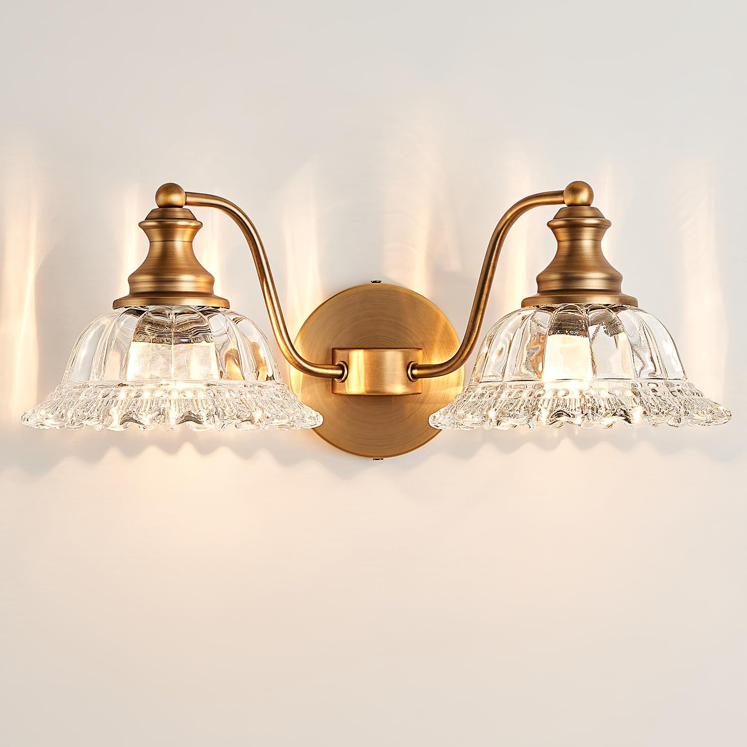KSANA Antique Gold Bathroom Light Fixtures, Modern Brass 4-Light Vanity ...