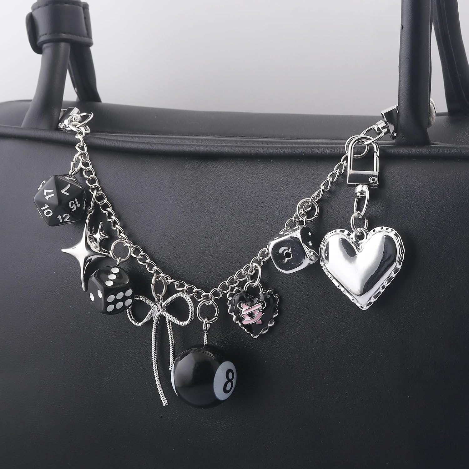 8 Ball Dice Bow Bag Chain Charm Extender - Purse Charms for Handbags - Y2K Keychain Wallet Pants Chain for Women - Image 4