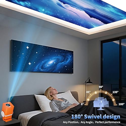 Miniatura 3 de Dess Mini proyector, proyector portátil con wifi y Bluetooth, proyector para exteriores puede ser alimentado por banco de energía, proyector de