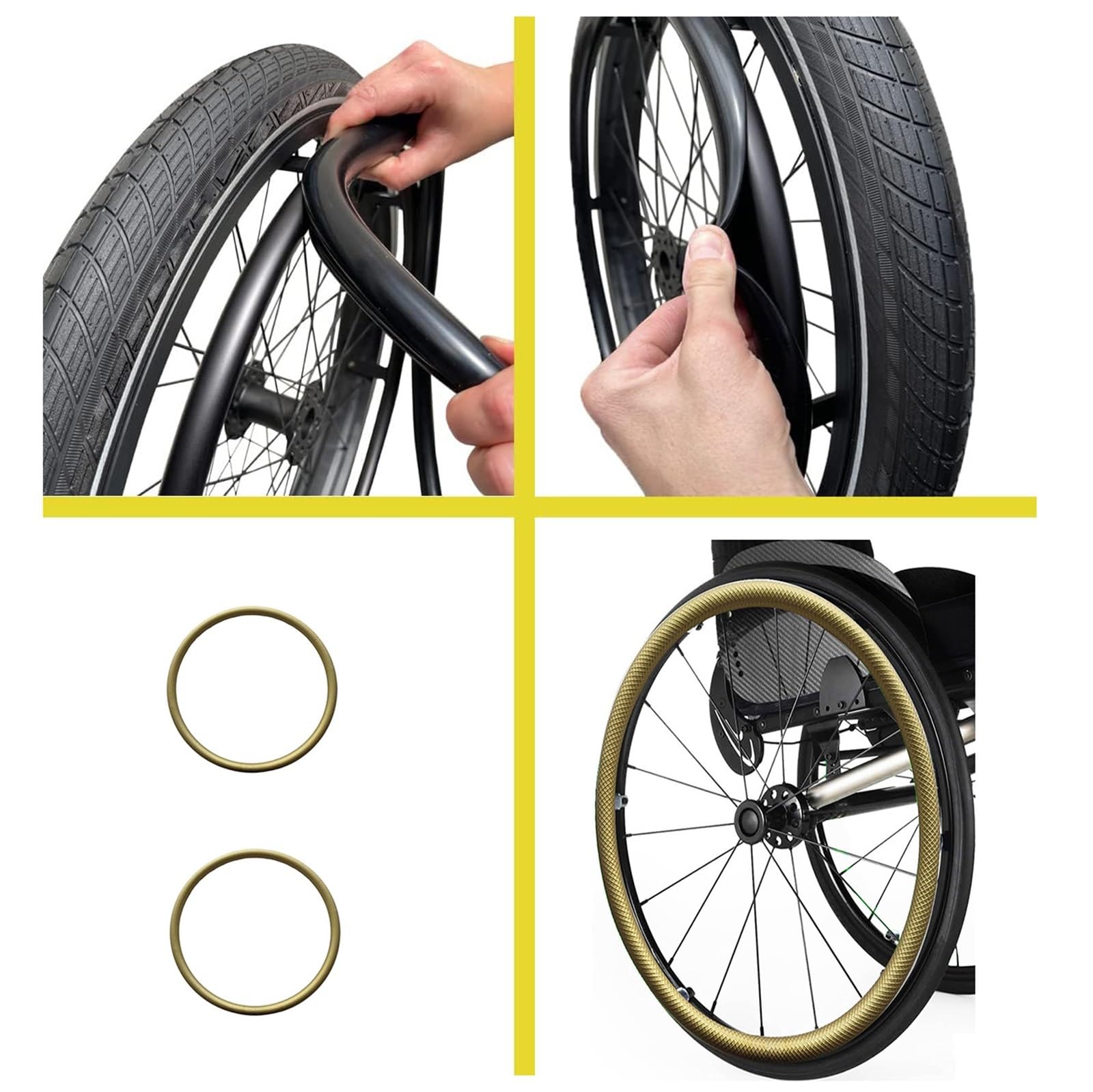 Funda para silla de ruedas de 22/24 pulgadas, 1 par de fundas de silicona antideslizantes y resistentes al desgaste con diseño de rombos para llanta de empuje, funda protectora para anillo de empuje m
