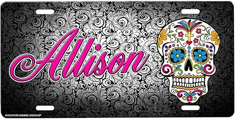 Sugar Skull Personalized Novelty Car Tag Metal Sign