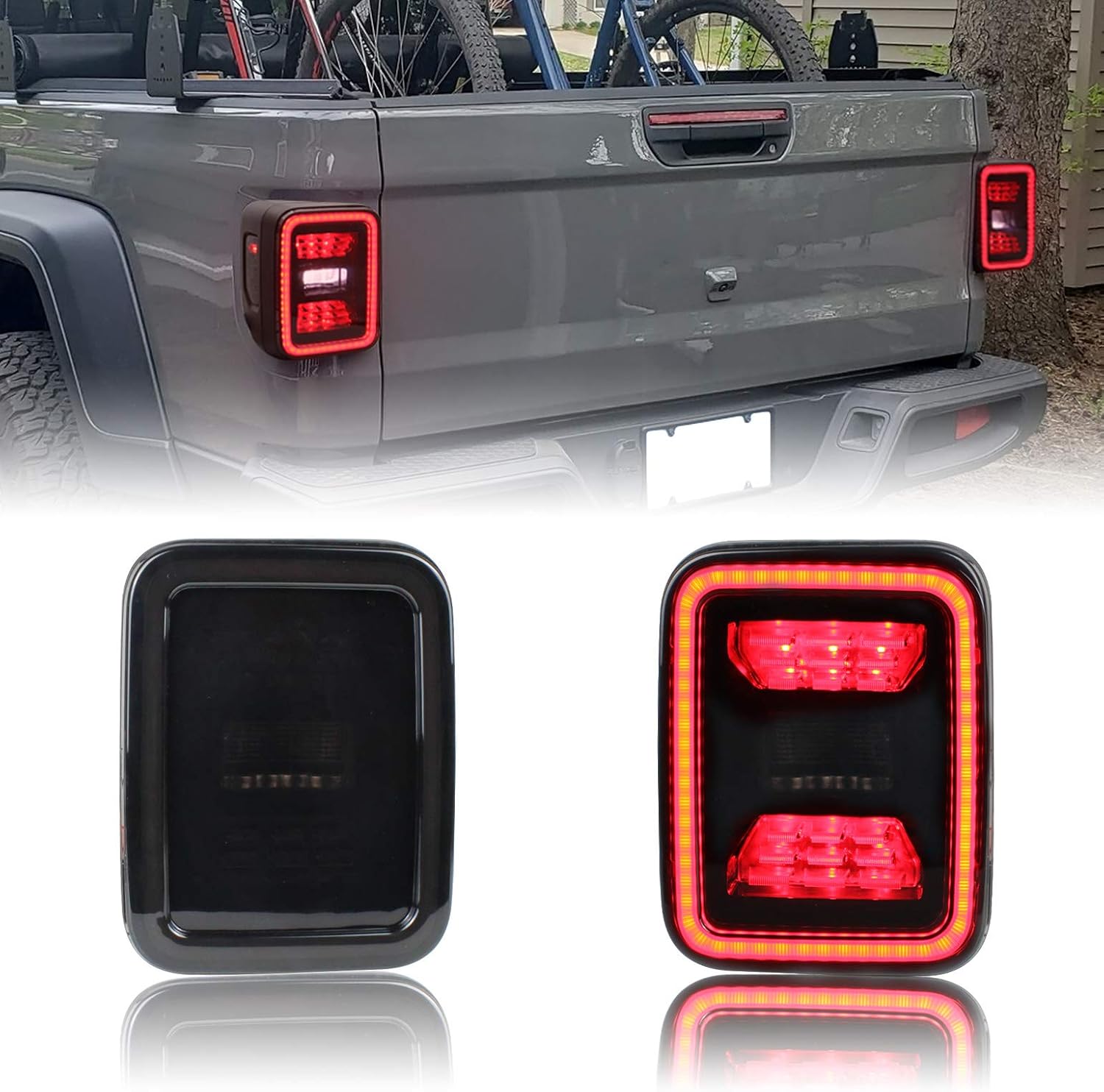 KEWISAUTO LED Tail Lights for Gladiator JT 2023, Smoked