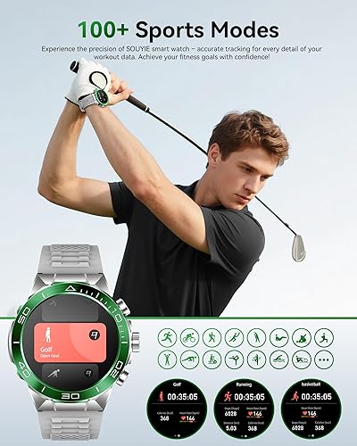 Miniatura 5 de SOUYIE Reloj inteligente militar resistente para hombres, AMOLED 1.43 pulgadas, pantalla HD de 1.43 pulgadas, respuesta de llamadas Bluetooth,