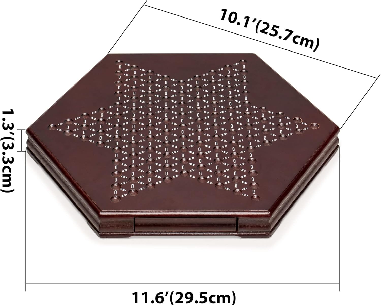 Yellow Mountain Imports Wooden Chinese Checkers Halma Board Game Set (12-Inch) with Storage Drawer and 60 Colored Glass Marbles (14mm) - Classic Strategy Game