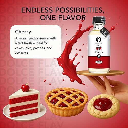 Miniatura 5 de Dolce Flav Extracto de cereza  8 onzas soluble en aceite, Kosher, sin azúcar, sabor afrutado concentrado para dulces, chocolates y postres