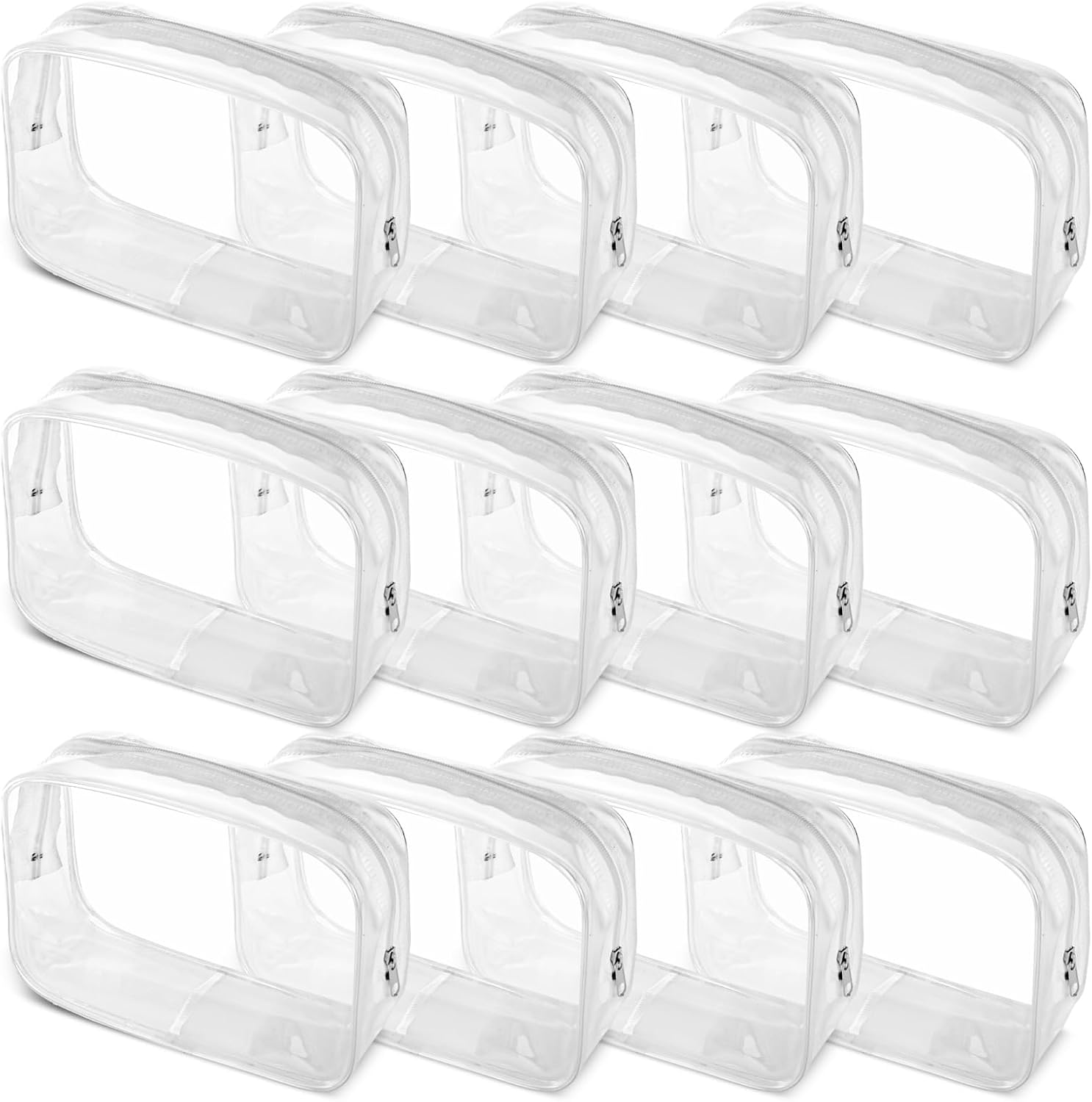 STARVAST 24PCS Clear Makeup Bags, White Cosmetic Storage Bags, Travel Waterproof Makeup Plastic Case, PVC Zipper Pouches for Women Organizing Toiletries Traveling Bathroom
