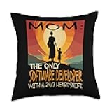 SOFTWARE DEVELOPER Gifts Software Developer Job & Mother's Day Themed Cute Design Throw Pillow, 18x18, Multicolor