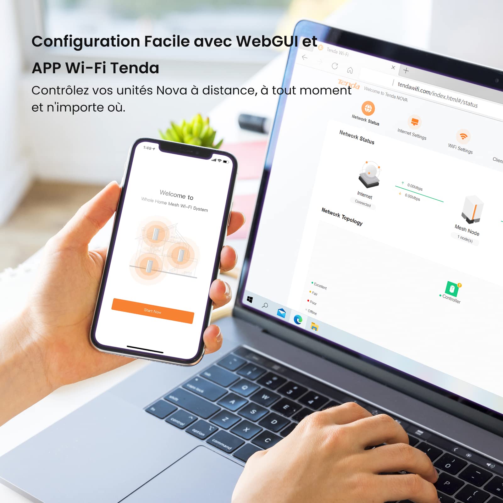 Tenda WiFi 6 Mesh AX3000 Nova MX12(Paquet de 2)- Système Mesh WiFi 6 pour Toute la Maison - Couverture de 4 à 6 pièces recommandée - Installation Facile - Remplacement de Répéteur Routeur WiFi