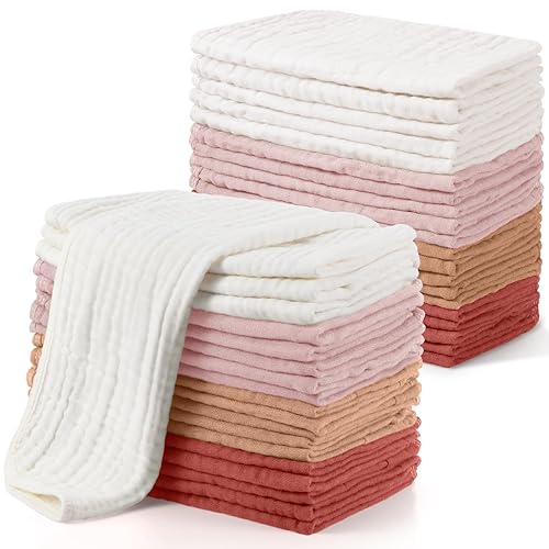 Miniatura 12 de Buryeah Gasas de muselina, 20 piezas, grandes de 20 x 10 pulgadas, 100% algodón, 6 capas ultraabsorbentes y suaves, toallitas de mano para babeo y
