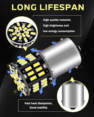 Miniatura 4 de Bombillas LED 1156 1141 para RV, P21W 1003 1073 7506 BA15S Bombilla LED interior RV 3014 54 SMD de repuesto para luces interiores de 12 voltios RV