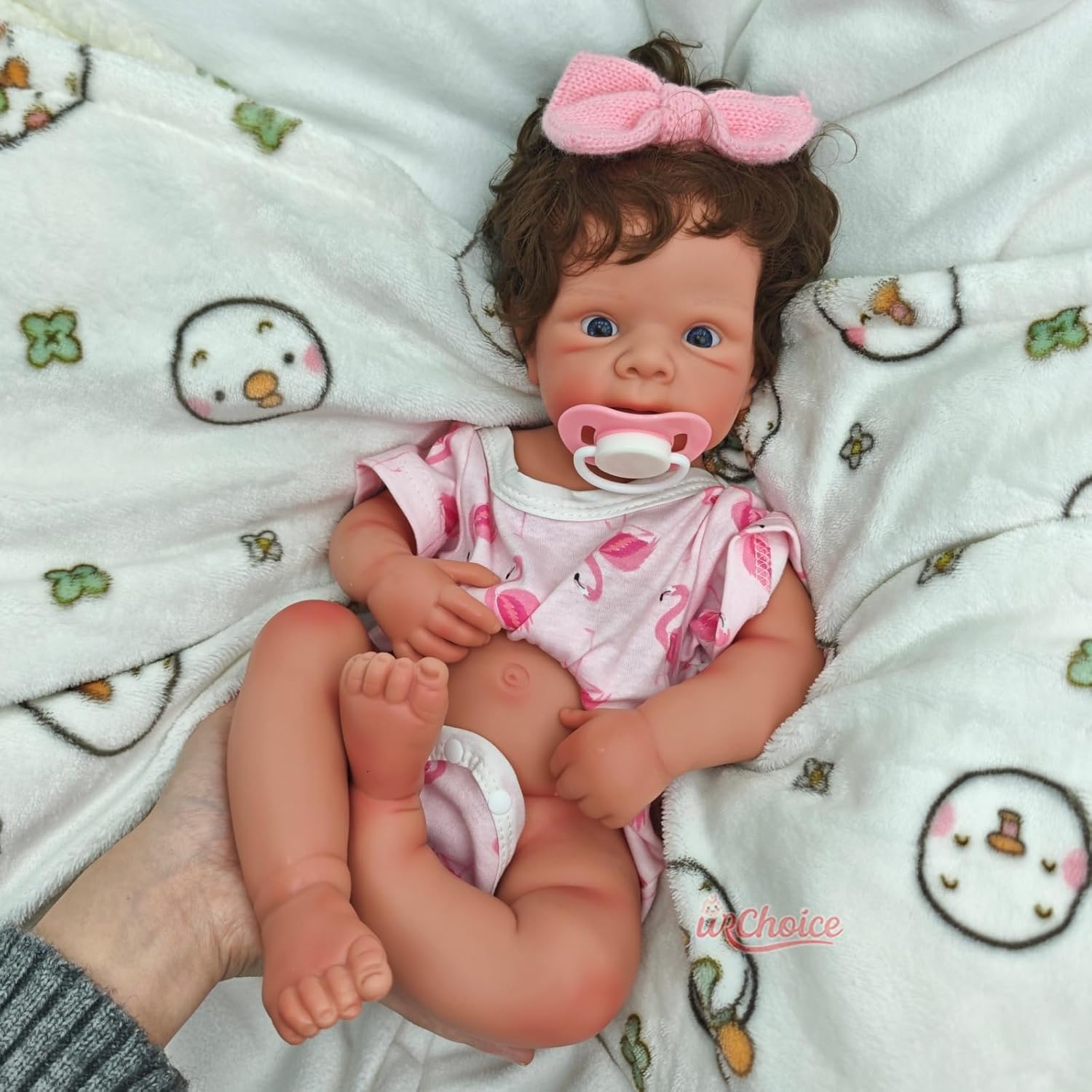 Lifelike Reborn Baby Dolls with Hair 19Inch Soft Full Body Silicone Baby Doll Open Mouth Girl Handmade Xmas Gift