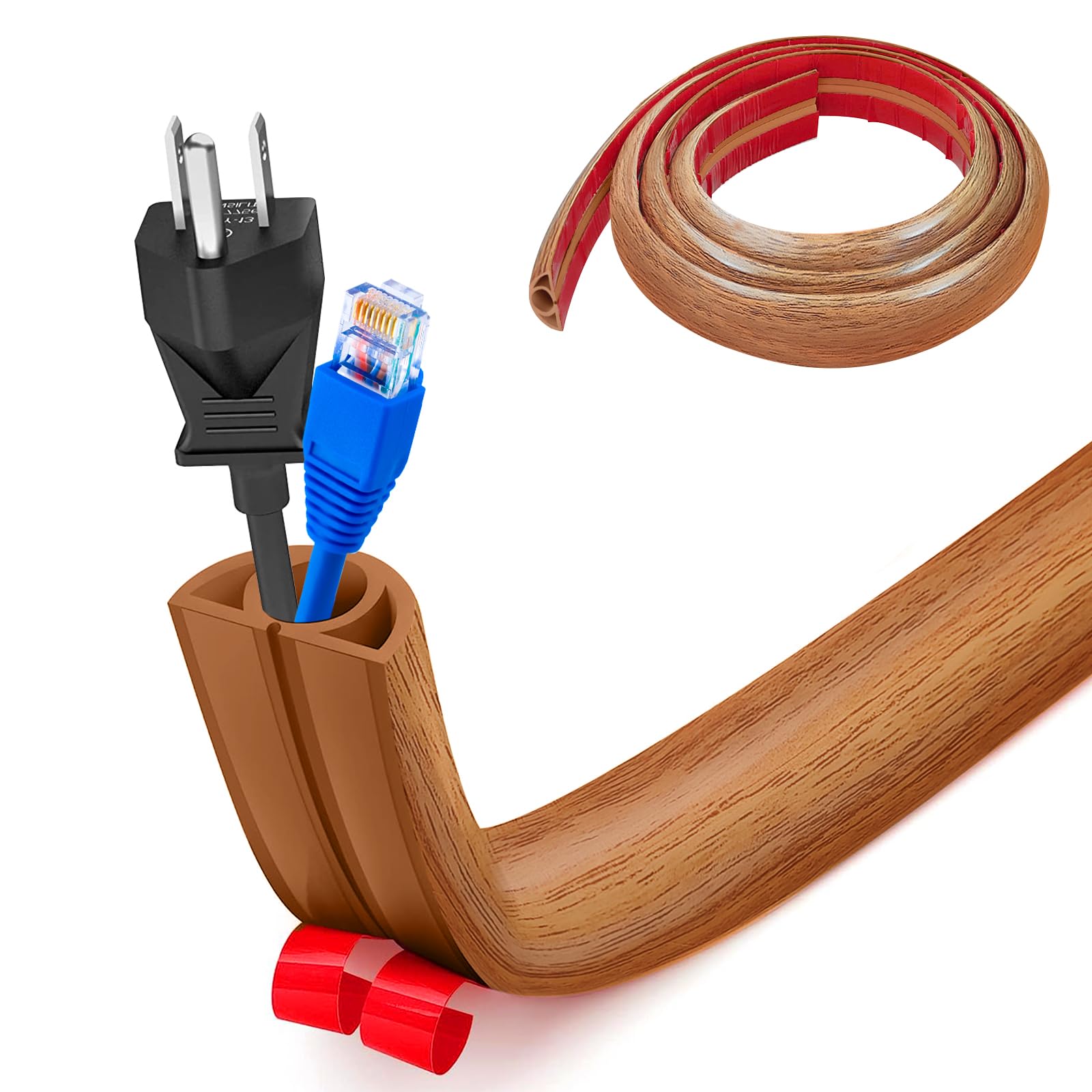 Pasacables Suelo, Canaleta Cables Suelo, 3.0M x2cm Protector de Cables para Suelo, Cubiertas de Suelo para Cables Autoadhesiva Montaje para Todos los Hogar, Oficina, Escuela,Almacén(Blanco-Redondeado) — view 71