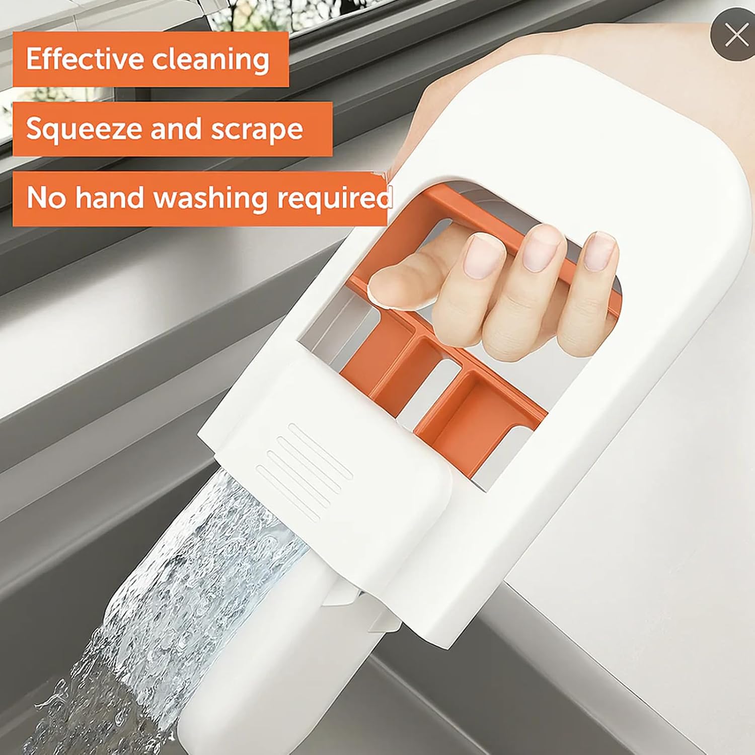 Mini Mop, 2025 New Upgrade Mini Portable Self-Squeezing Mop, Mini Mops for Small Spaces, Wet and Dry Use Cleaning System Small Mops for Bathroom Kitchens Desktop Glass (Orange + Sponge*2)