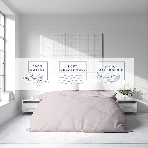 Miniatura 4 de Kotton Culture Funda de edredón de gran tamaño King con volantes de diamantes, 3 piezas, 100% algodón egipcio, transpirable para todas las