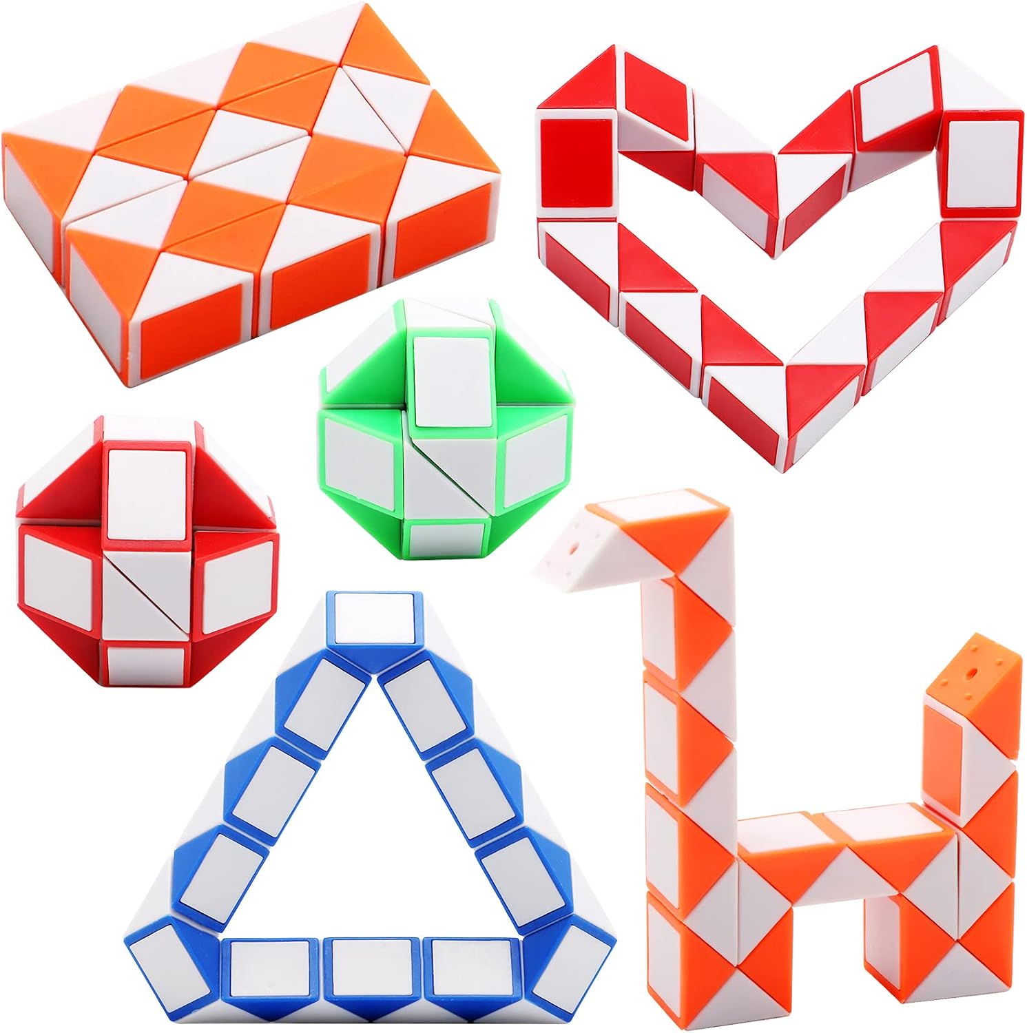 Yeetec 24 Pack 24 Blocks Magic Speed Cubes, Mini Snake Cube, Mini Plastic Puzzle Cube Toy for Kids Party Bag Fillers, Party Supplies, Random Color