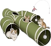 Vista 9 de Ownpets Túnel para gatos, resistente tela Oxford, túnel para gatos, con forma de cactus, túneles plegables para gatos de interior, tubo interactivo