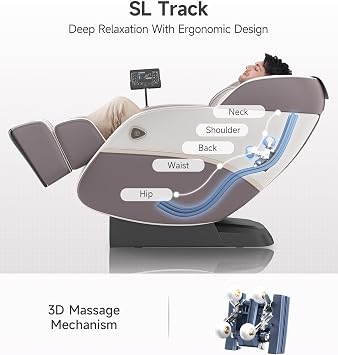 Real Relax 3D Massage Chair Full Body SL-Track Recliner Favor-22 | 16 Auto Modes, 4 Massage Techniques, Voice Broadcast, Body Scan, Foot Rollers, Zero Gravity, Bluetooth, Brown