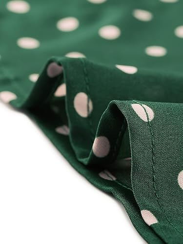 Vista 5 de Allegra K Blusa de lunares para mujer, con cuello de Peter Pan, cuello de lazo, manga abombada, camisa vintage