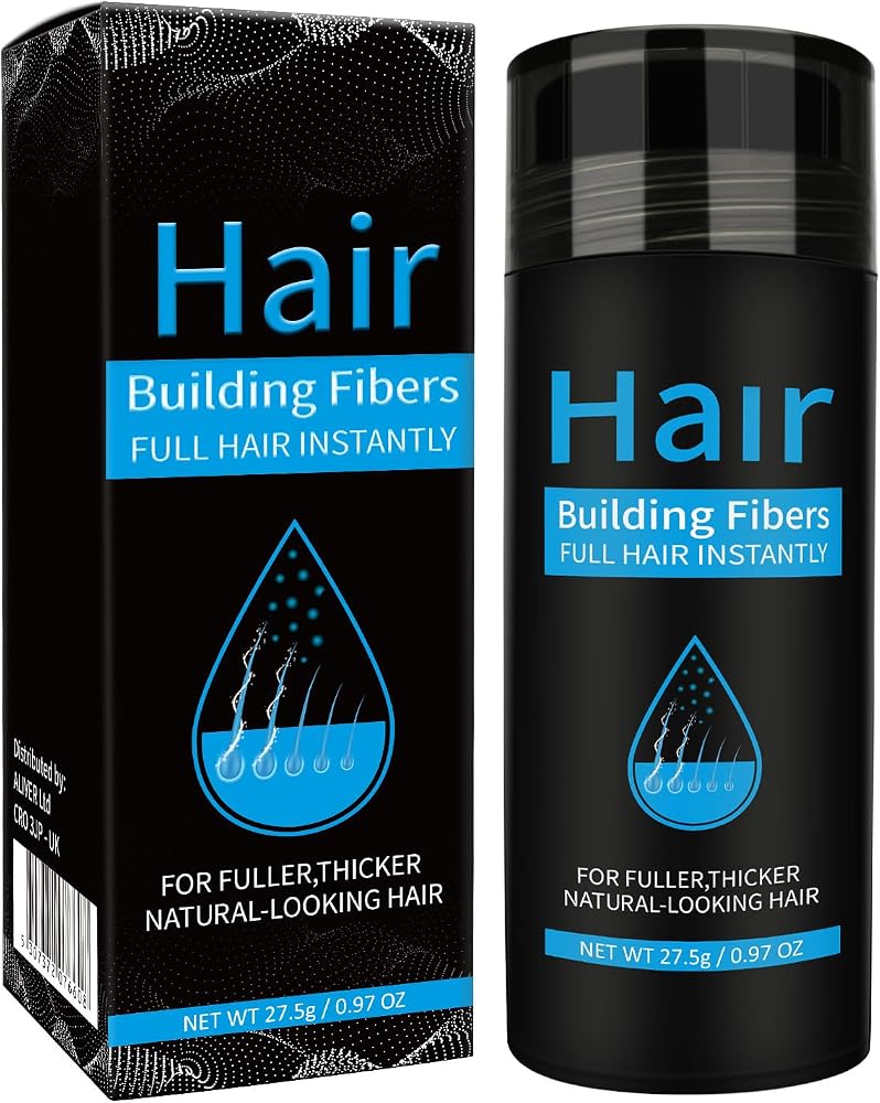 ELAIMEI Black Hair Fibers for Thinning Hair, Natural Formula, Unscented Powder, Black, Unisex Adult, Men & Women