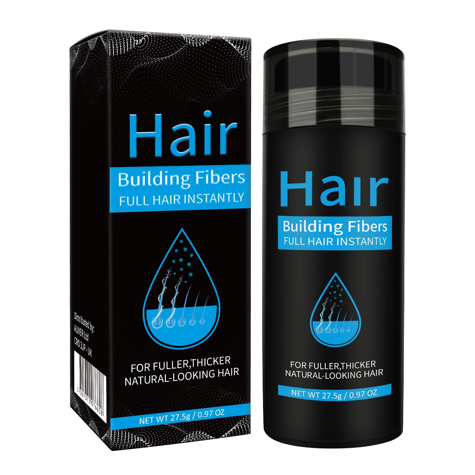 Hair Building Fibers, Hair Thickening Fibers for Thinning Hair & Bald Spots Thicker Fuller Hair in 15 Seconds Suitbable for Man and Woman 0.97Oz (Dark Brown)