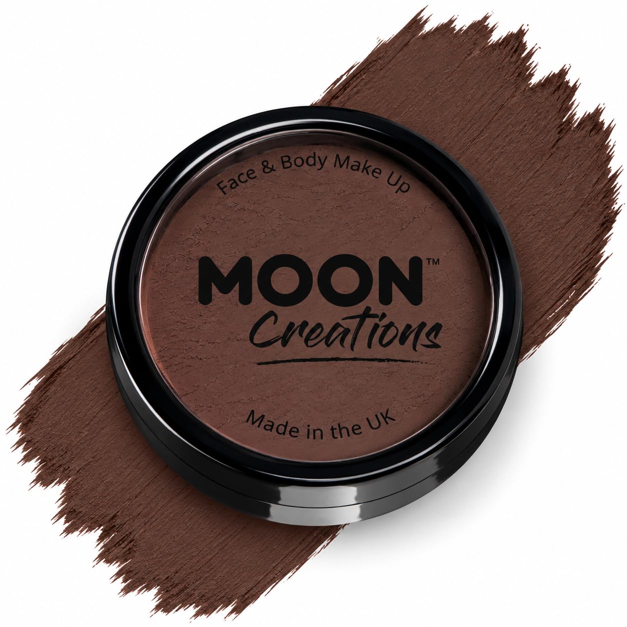 Dark Brown Face Paint by Moon Creations | Water Activated Face & Body Paint Cosmetic Makeup – 36g | Professional Makeup Perfect For Halloween | Apply with Brush or Sponge | UK Made