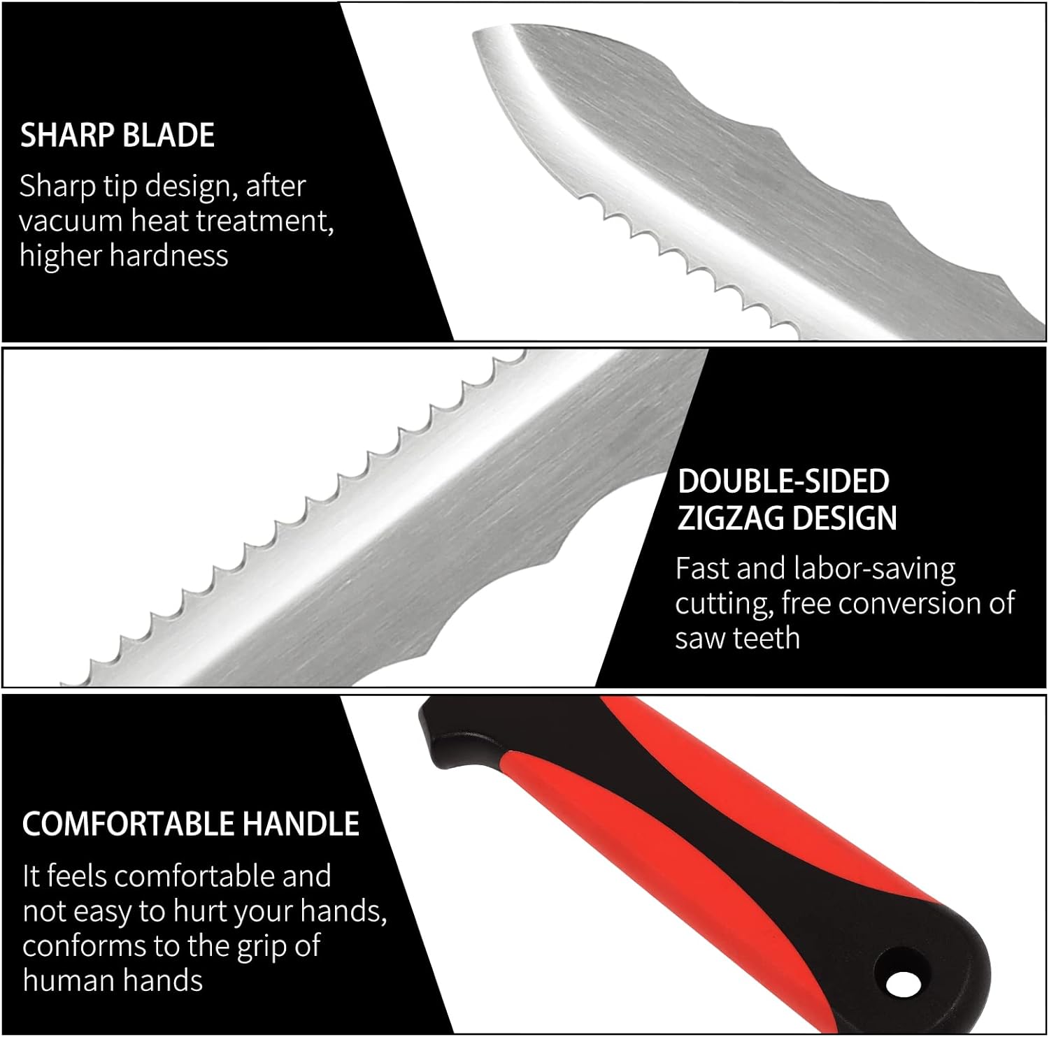 Stainless Steel Garden Insulation Knife with Red Handle, 11" Double Side Utility Sod Cutter Lawn Repair Garden Knife with Nylon Sheath