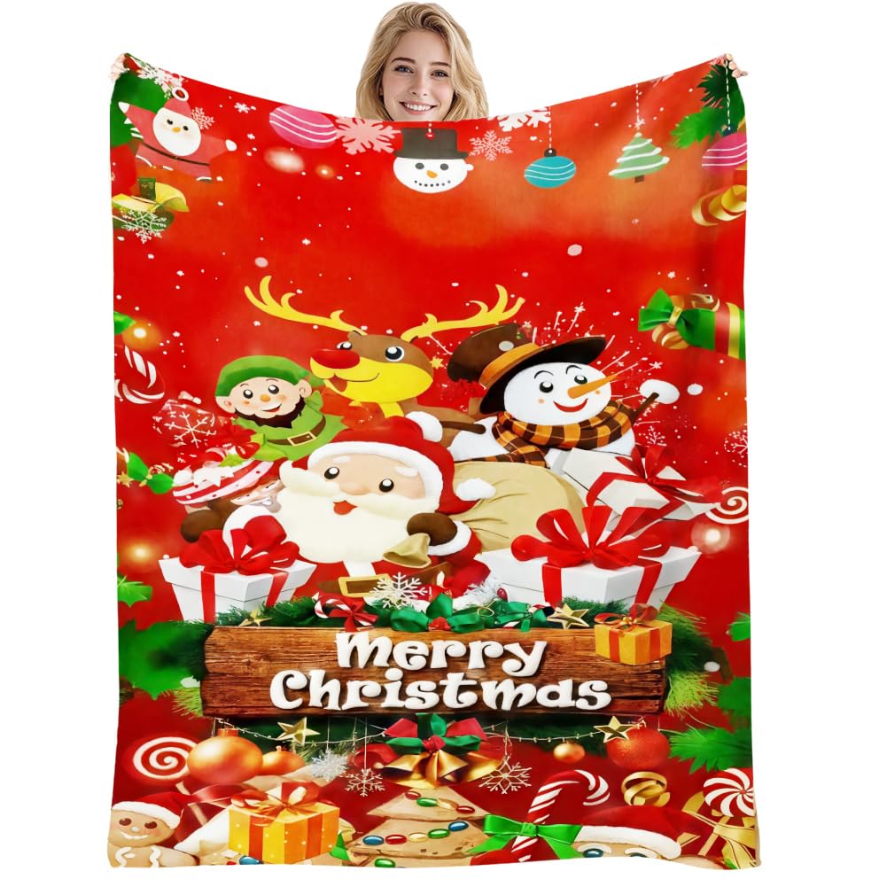 Manta Navideña, Manta de Papá Noel Navideño, Mantas de Navidad para el Sofá, Sofá Cálido y Acogedor para Decorar el Dormitorio, Regalo de Año Nuevo - 150 * 100cm