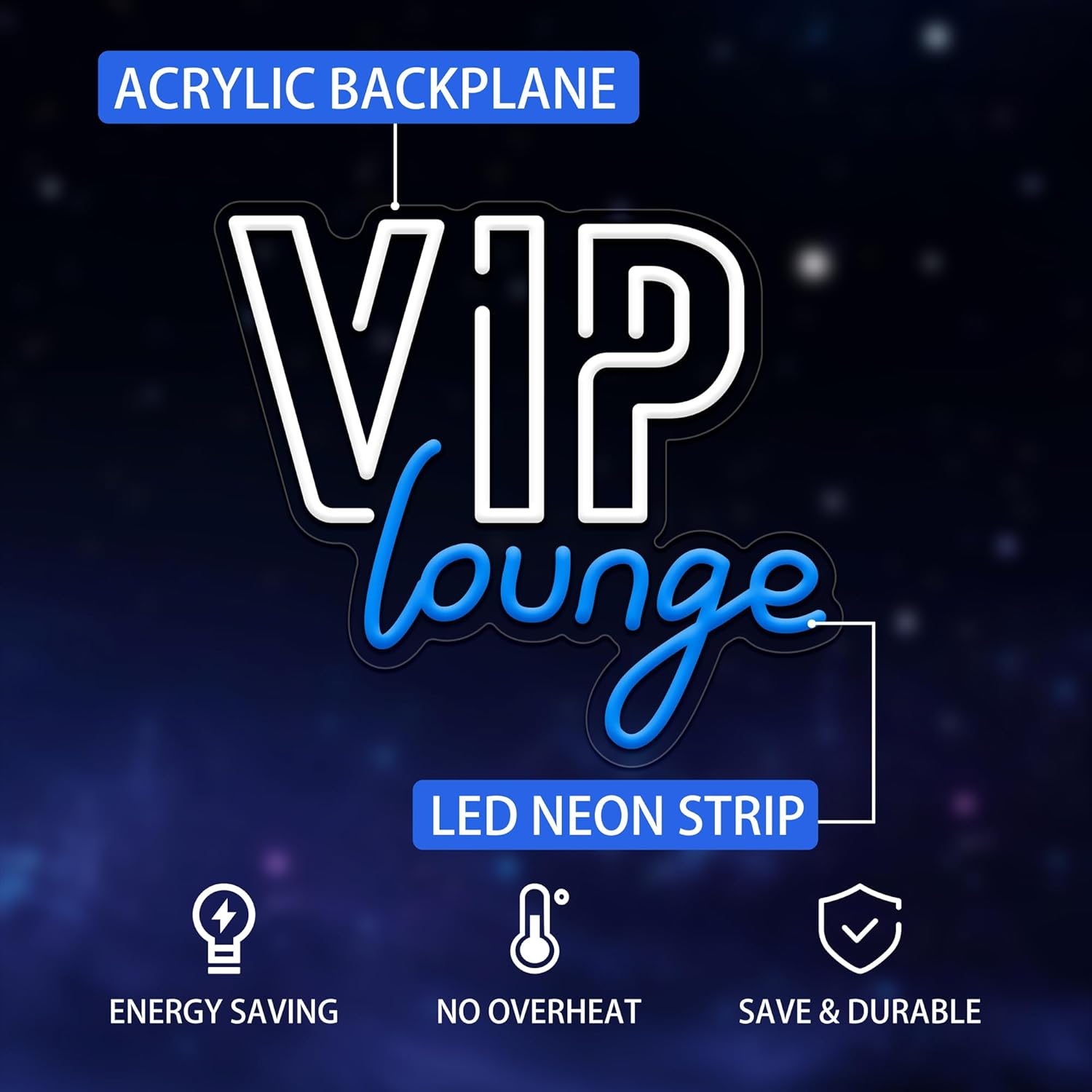 VIP Lounge Neon Signs for Wall Decor, VIP Neon Lights Signs for Room Decor, Led Light Up Sign with USB Powered for Bar, Hotel, Cafe, VIP Room, Home Decoration