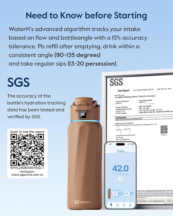BOOST Smart Water Bottle with Reminder & Tracker, Double Wall Vacuum Insulated Bottles Stainless Steel, 32oz BPA-Free Wide Mouth for School, Gym, Office, Ideal for Father's Day