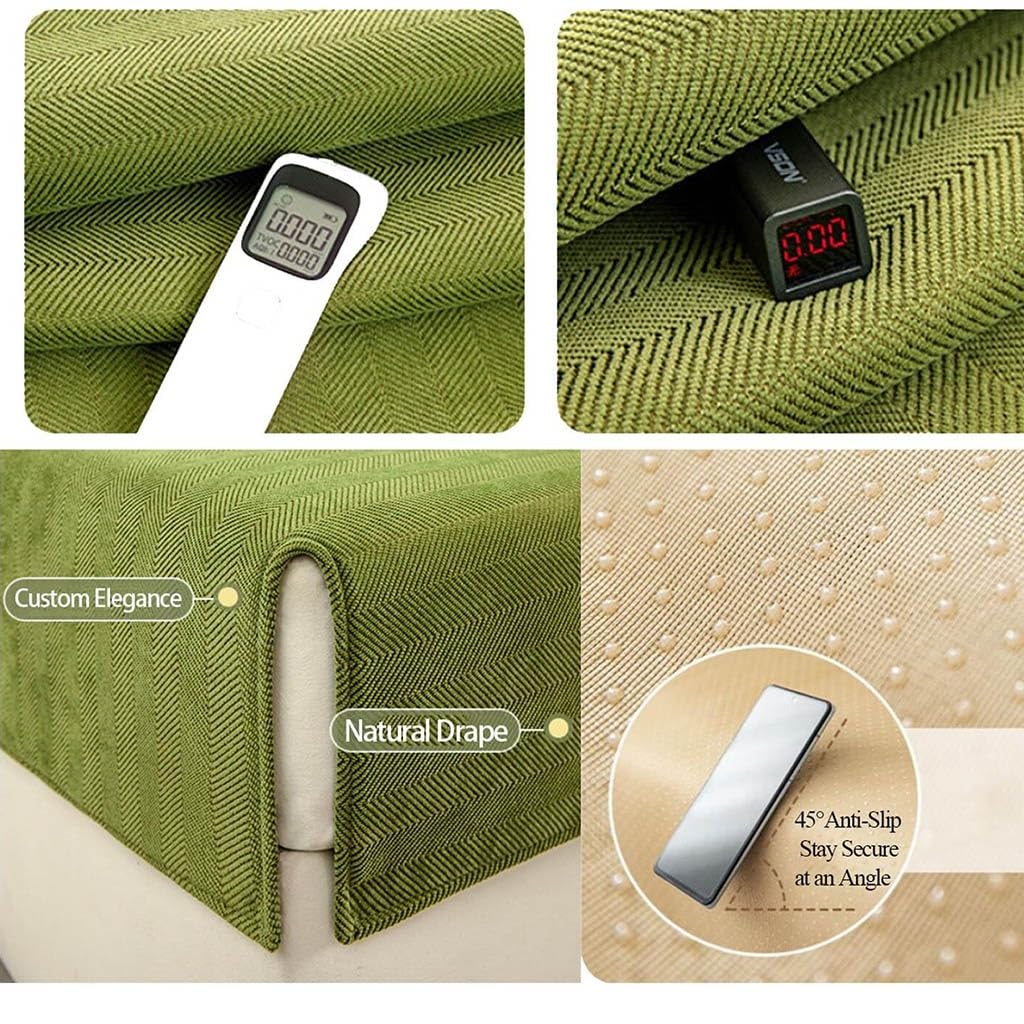 Funda de sofá de felpilla antideslizante para sofá de 3 plazas, diseño lavable con tacto suave verde matcha (A), 70 x 150 cm, decoración de verano para el hogar