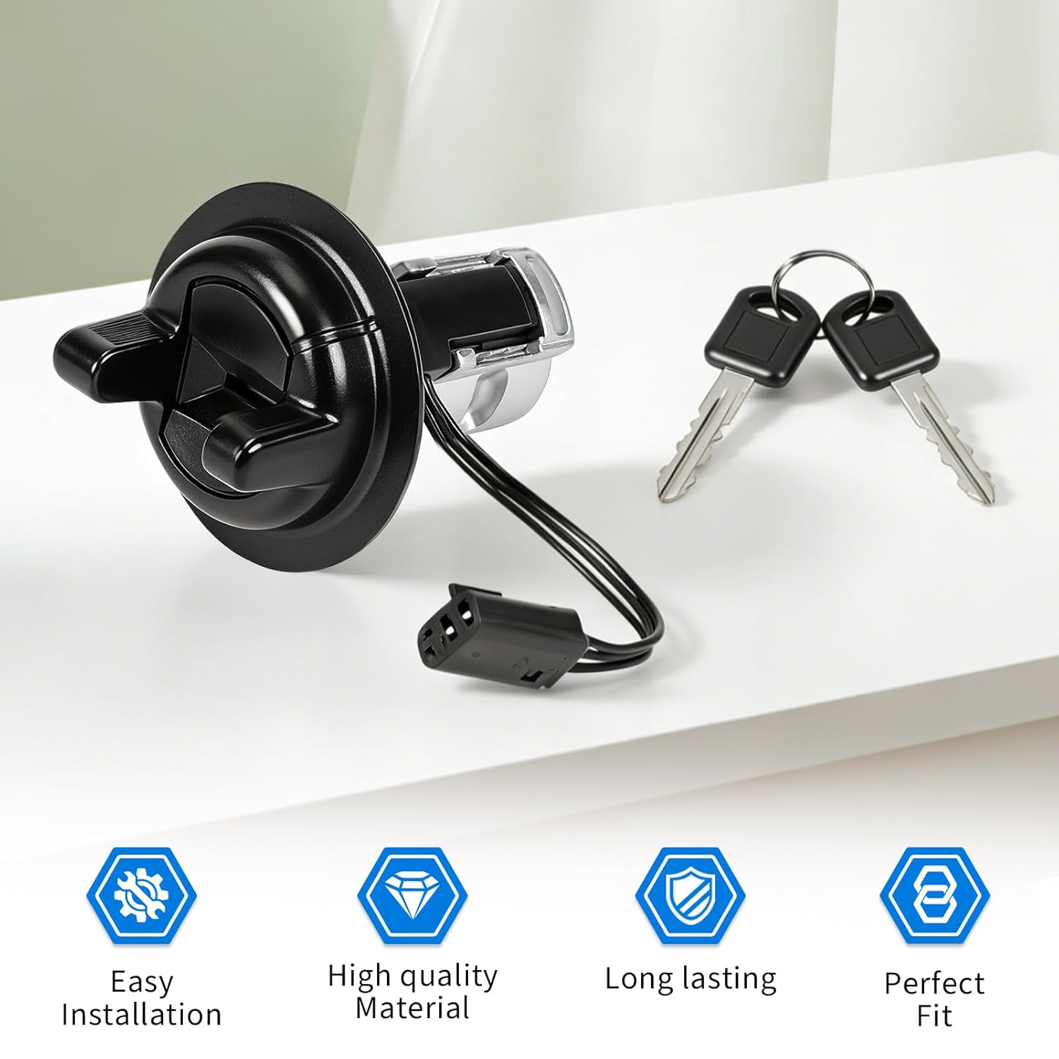 924-726 Ignition Switch Lock Cylinder with 2 Keys Compatible with 2000-2005 Chevy Cavalier, Pontiac Sunfire 2.2L 2.4L,Door Lock Cylinder Replacement 19168636