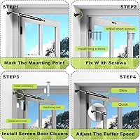 Vista 5 de Kit de cierrapuertas con mosquitera, piezas de repuesto de acero de calidad compatibles con Wright Products, piezas de cierrapuertas con soportes