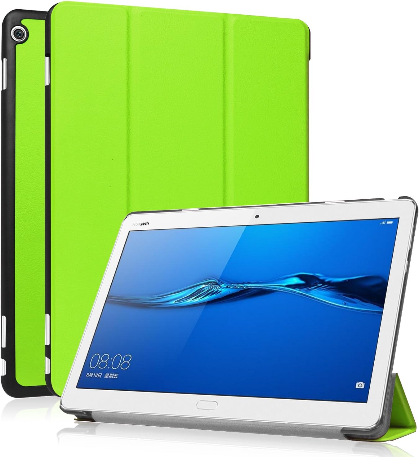 HZSSEC Huawei Mediapad M3 LITE 10 Case Cover, Ultra Slim Lightweight Smart Case Trifold Stand with Auto Sleep/Wake Function, Hard Back Cover for Huawei Mediapad M3 LITE 10 inch Tablet - Green