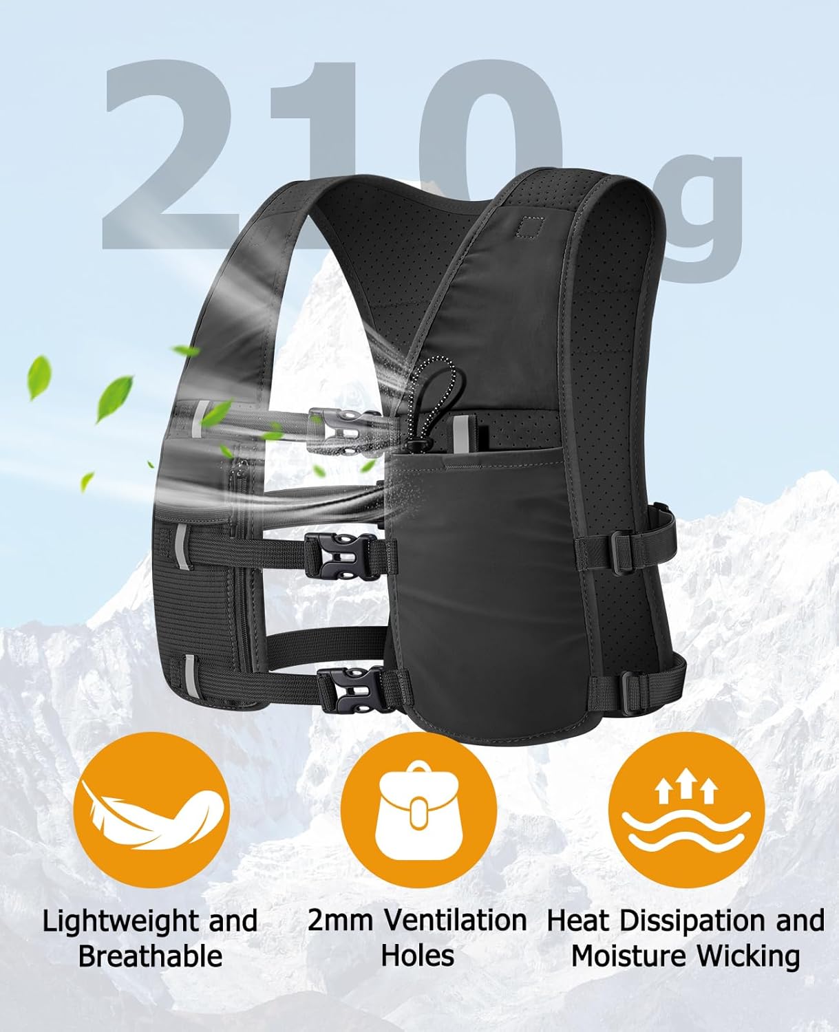 NOOLA Running Vest with 500ml Soft Flask, Lightweight Running Hydration Vest for Men Women，Adjustable Reflective Water Backpack with Phone Holder for Hiking Cycling Marathon Trail Race